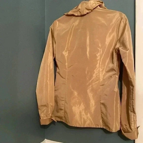 Silvia Tcherassi gold 100% silk ruffle collar long sleeve jacket - size 8